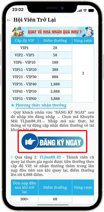 Bước 3: Ấn "Đăng Ký Ngay"